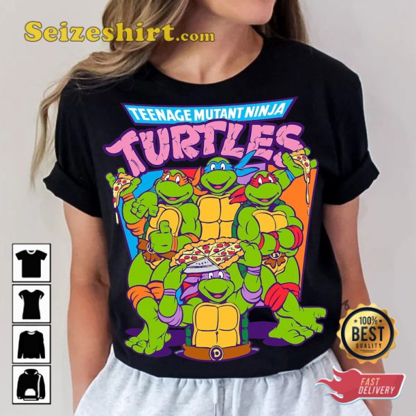 Teenage Mutant Ninja Turtles Pizza Smiles Cartoon T-shirt