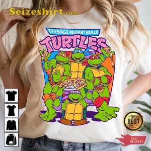 Teenage Mutant Ninja Turtles Pizza Smiles Cartoon T-shirt