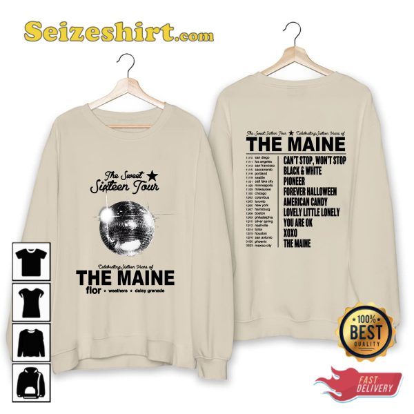 The Maine The Sweet Sixteen Tour 2023 Musical Journey Indie Anthem Vibes T-Shirt