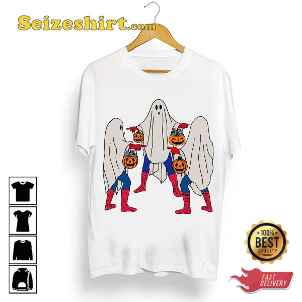 Three Spiderman Meme Halloween Funny Gift T-shirt