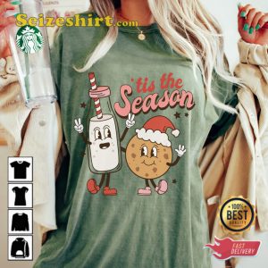 Trendy Milk And Cookies Tis The Season Retro Christmas T-shirt