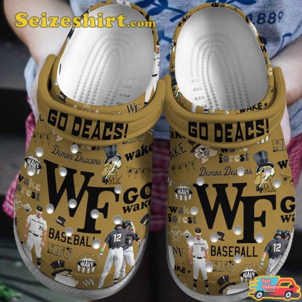 WF Wake Forest Demon Deacons Ncaa Sport Go Deacs Baseball Comfort Clogs