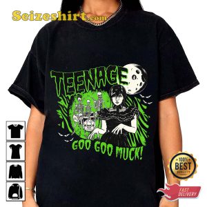 Wednesday And Skeleton Addams Family Goo Goo Muck Halloween Costume T-Shirt