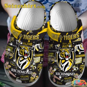 Yellow And Black Richmond Afl Sport Go Tiger Comfort Clogs