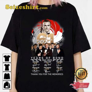007 James Bond 1962-2023 Signatures Movie 61th Anniversary T-Shirt