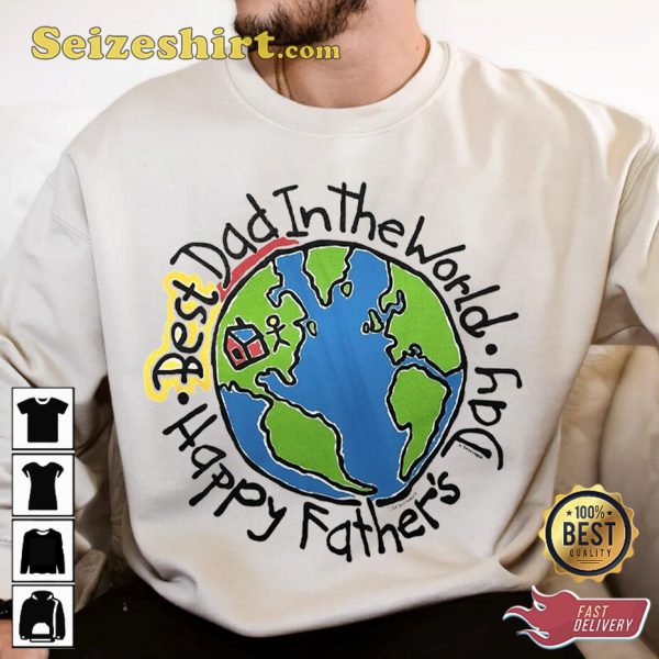 1980s Best Dad In The World Globe Art Happy Father Day Sweatshirt
