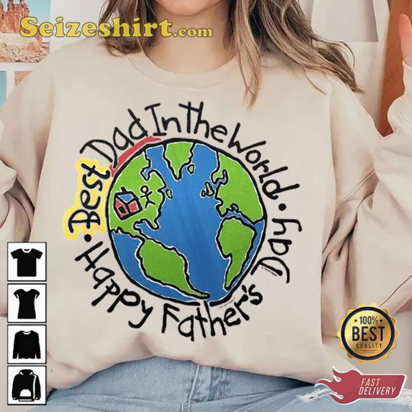 1980s Best Dad In The World Globe Art Happy Father Day Sweatshirt