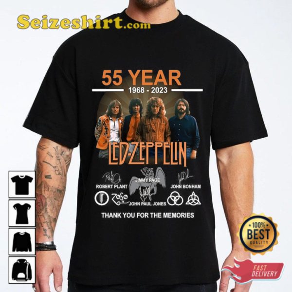 55 Years Led Zeppelin 1968-2023 Thank You For The Memories Anniversary T-Shirt
