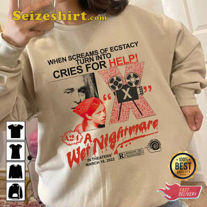 A24 X Wet Nightmare Cries For Help A24 Horror Movie Sweatshirt