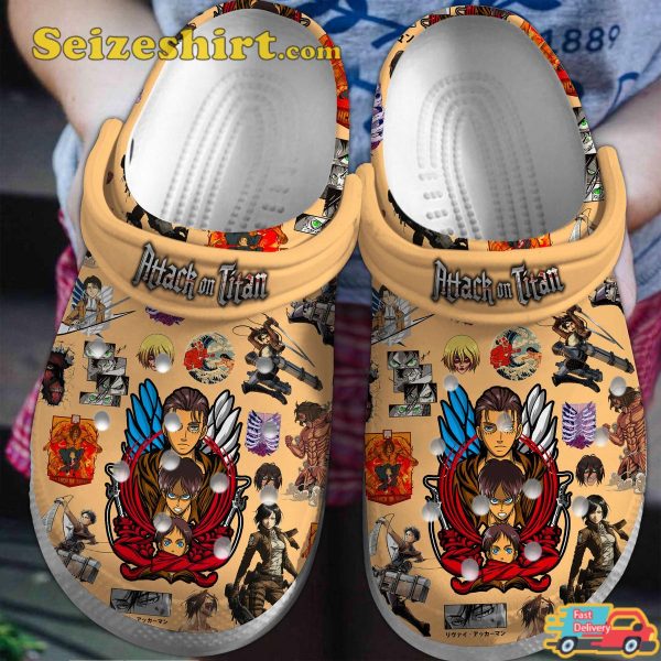 AOT Anime Cartoon Eren Mikasa Crocband Clogs Shoes