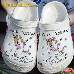 Aunticorn Like A Normal Aunt But More Awesome Funny Crocband Clogs Shoes