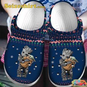 Baby Yoda And Groot Christmas Classic Clogs Shoes