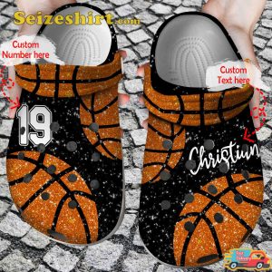 Basketball Glitter Personalized Name Lover Custom Number Comfort Clogs