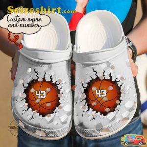 Basketball Personalized Crack Breaking Wall Jersey Style Comfort Clogs