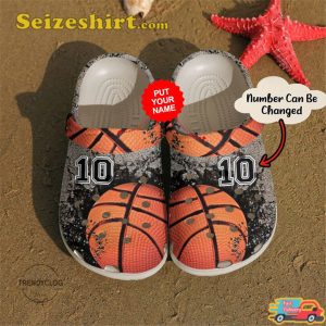 Basketball Personalized Custom Number 3D Crack Style Comfort Clogs