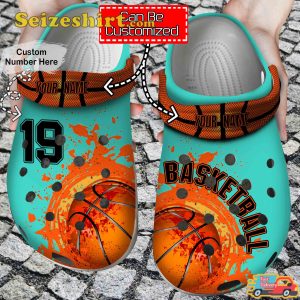 Basketball Personalized Custom Number Fire Dunk Sport Enthusiast Comfort Clogs