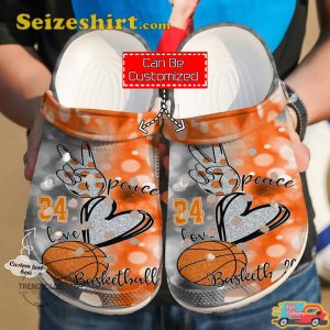 Basketball Personalized Peace Love Sport Enthusiast Basketball Passion Comfort Clogs