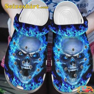 Blue Fire Skull Crocband Shoes