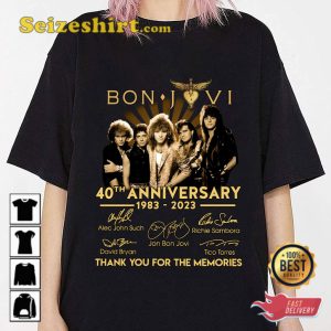 Bon Jovi 1983-2023 Thank For The Memories 40th Anniversary T-Shirt