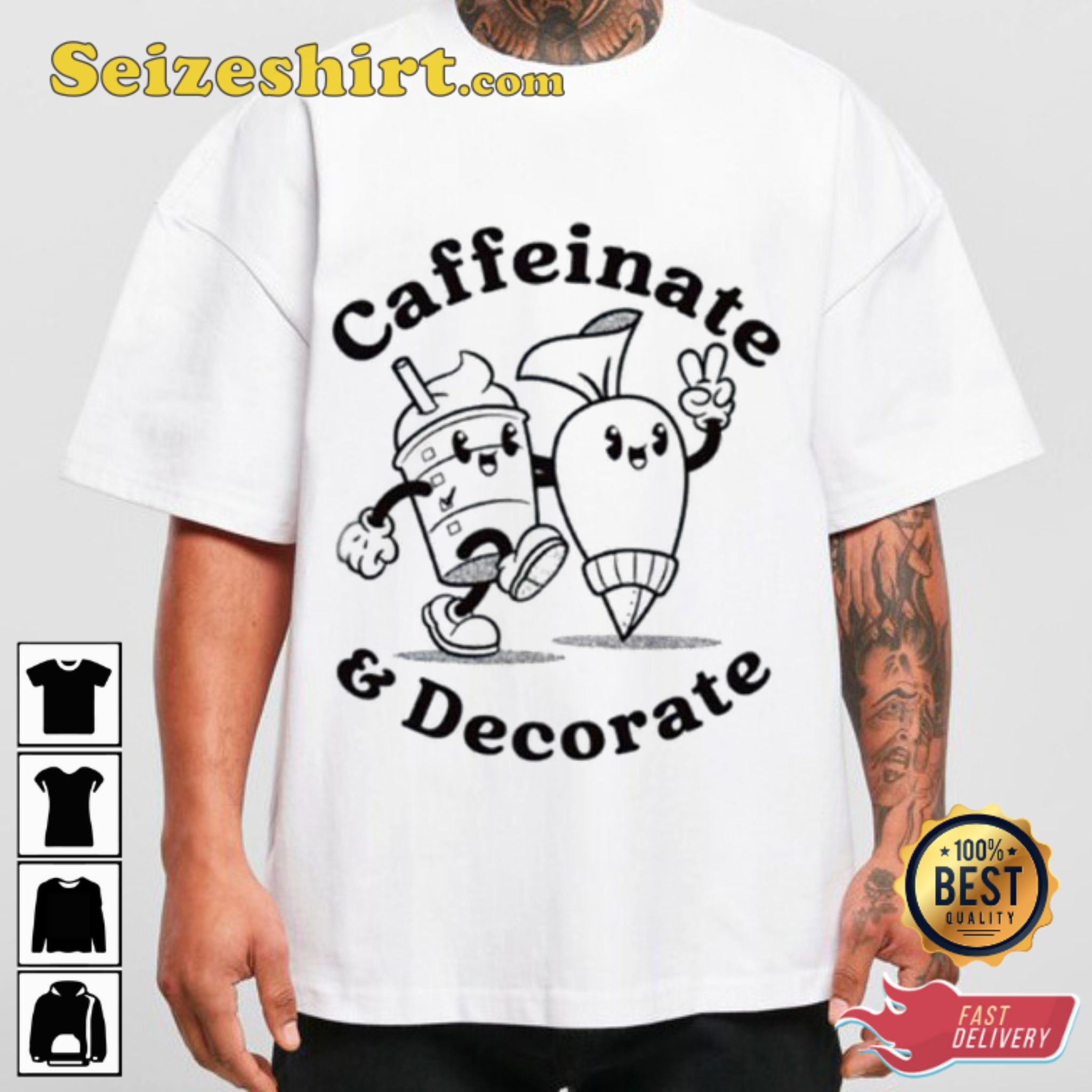 Caffeinate And Decorate Lifestyle Theme T-Shirt