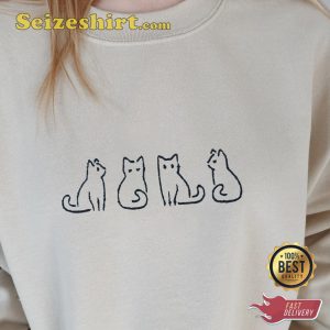 Catwalk Embroidered Cat Lovers Cute Vibes Sweatshirt