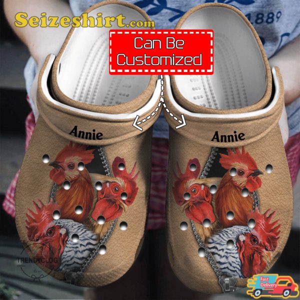 Chicken On Zipper Personalized Unisex Clogs Shoes