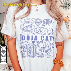Doja Cat Doodle Lyric Albums Tattoo Art Tour 2023 Concert T-Shirt