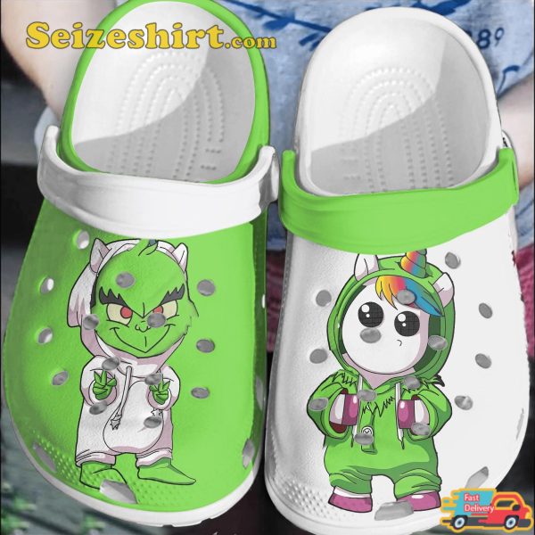 Grinch Christmas Rainbow Unicorn Crocs Crocband Clogs Shoes