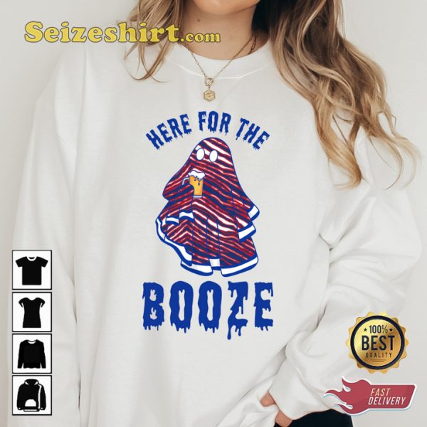 Here For The Booze Buffalo Ghost Zubaz Holiday Celebrate Halloween Outfit Unisex Sweatshirt