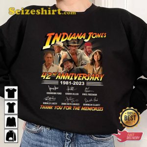 Indiana Jones 1981-2023 Thank You For The Memories 42th Anniversary T-Shirt