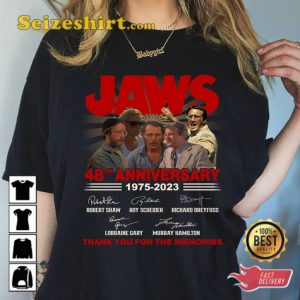 Jaws Movie 1975-2023 Thank You For The Memories 48th Anniversary T-Shirt