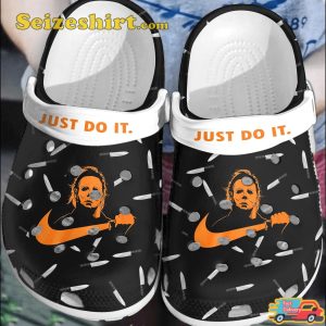 Just Do It Halloween Face Michael Myers N1ke Swoosh Inpired Comfort Clogs