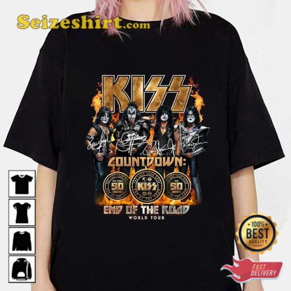 Kiss Countdown End Of The Road World Tour 2023 Countdown The Final 50 Shows Kiss Army T-Shirt