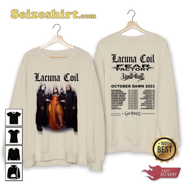 Lacuna Coil October Dawn Tour 2023 With Fear Factory And Lions At The Gate T-shirt
