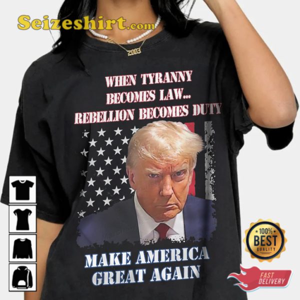 Marchstyle Trump Mugshot Innocent As Charged Trump 2024 Sweatshirt
