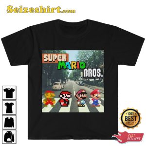 Mario Abbey Road Mario Parody Funny T-Shirt