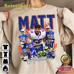 Matt Milano Linebacker Star Buffalo Bills NFL Fanwear T-Shirt