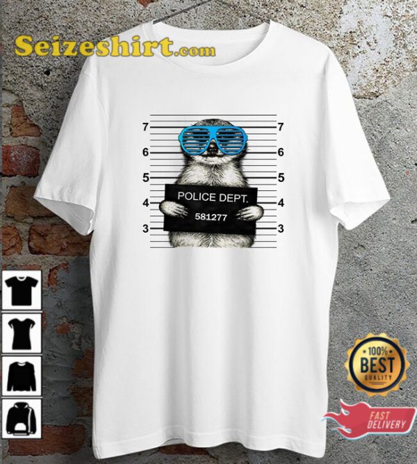 Meerkat Mugshot Funny With Sunglasses Design T-Shirt