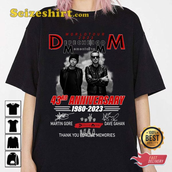 Memento Mori Depeche Mode 1980-2023 Thank You For The Memories 43th Anniversary T-Shirt