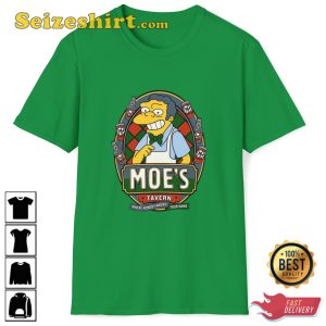 Moes Tavern Logo The Simpsons Moe Syzslack Moe The Bartender Cartoon T-Shirt