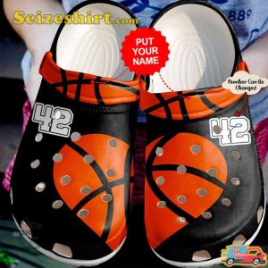 Personalized Basketball Heart Custom Number Baseball Enthusiast Comfort Clogs
