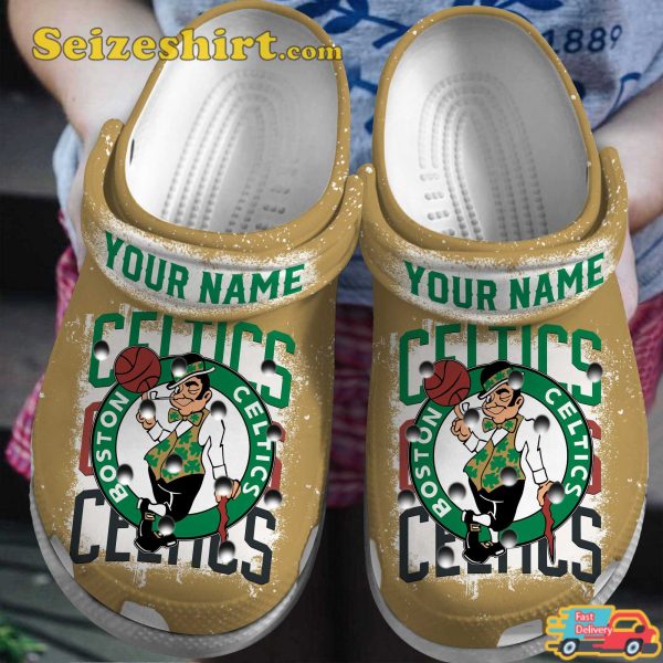 Personalized Boston Celtics Basketball Mascot Lucky The Leprechaun Comfort Clogs