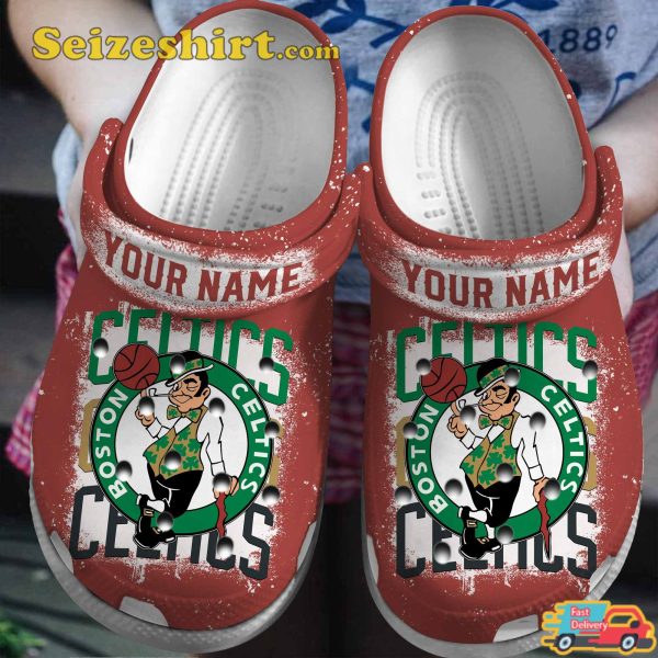 Personalized Boston Celtics Basketball Mascot Lucky The Leprechaun Comfort Clogs