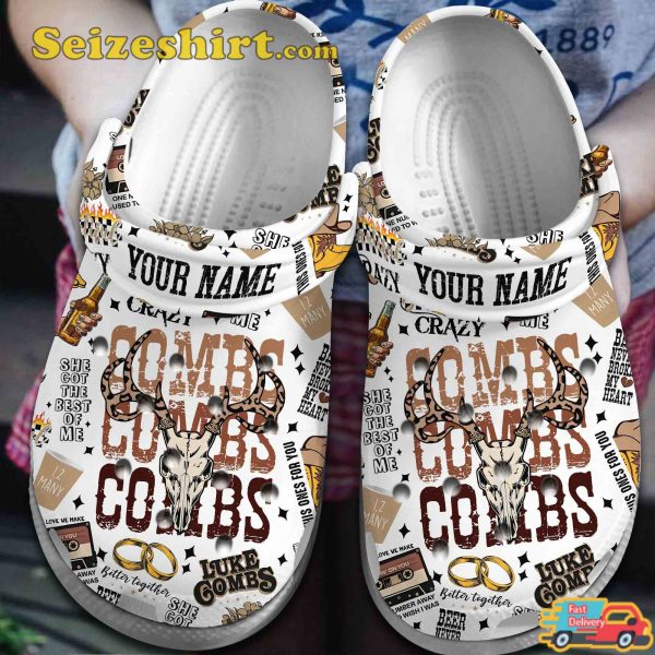 Personalized Custom Name Luke Combs When It Rains It Pours Melodies Comfort Clogs