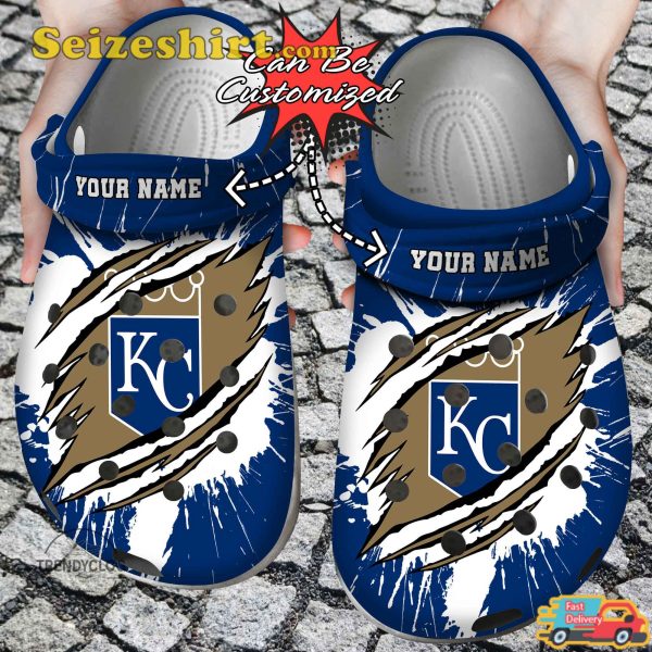 Personalized Kc-royals Ripped Claw Kansas City Royal Victory on the Diamond Baseball Crown Comfort Clogs