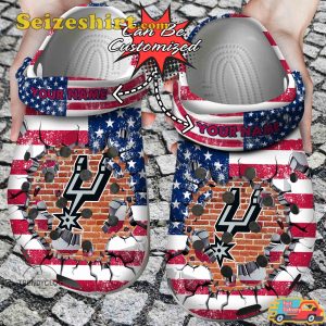 Personalized Sa Spurs American Flag Spurs of Alamo Victory Basketball Alamo Comfort Clogs