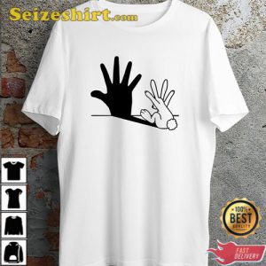 Rabbit Hand Shadow Hand-Printed Rabbit Design Perfect Gift Unique T-Shirt