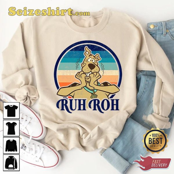 Ruh Roh Sunset Scooby Doo Groovy Beach Sweatshirt