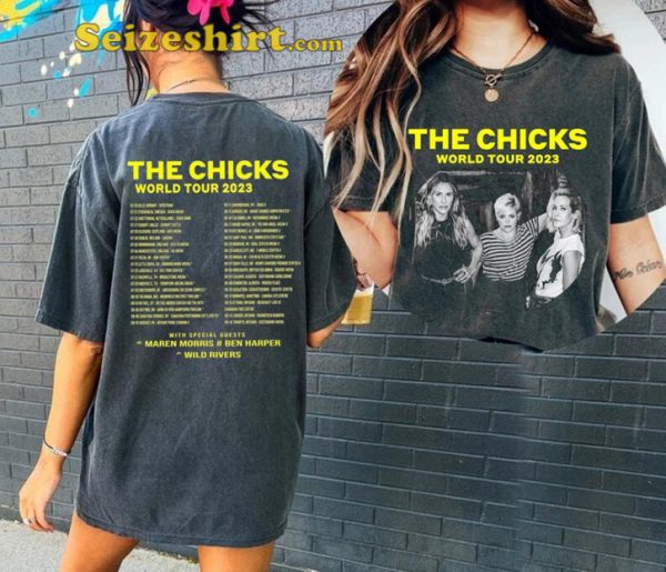 The Chicks 2023 World Tour Alternative Country Double Sided Concert T-Shirt