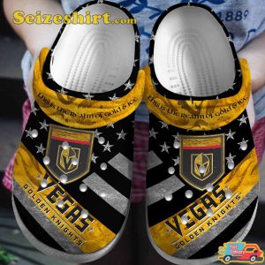 This is The Realm Of Gold And Ice Vegas Golden Knights Nhl Sport Flag Star Comfort Clogs